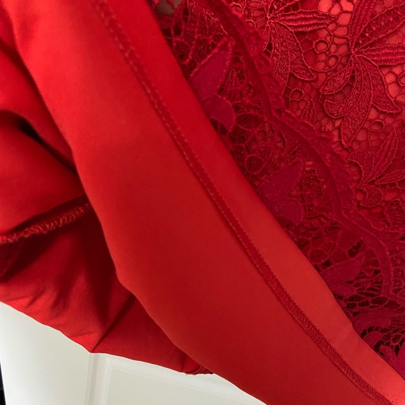 Red Lace Short Sleeve Cocktail dress - Picture 5 of 6